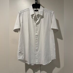 Theory Sylvain Wealth Short Sleeve Button Down Shirt in White, L